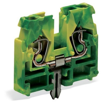 Wago 869 Series Green, Yellow Terminal Block, 2.5mm², 1-Level, Cage Clamp Termination