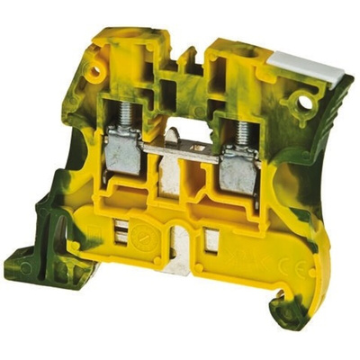 Entrelec ZS6 Series Green/Yellow Earth Terminal Block, 6mm², Screw Termination, ATEX