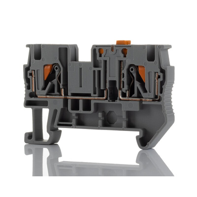 Phoenix Contact PT 4-MT Series Grey Disconnect Terminal Block, Single-Level, Push In Termination