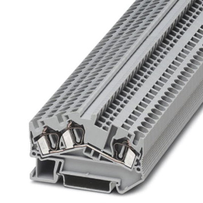 Phoenix Contact STS 4-TWIN Series Grey DIN Rail Terminal Block, Single-Level, Spring Clamp Termination