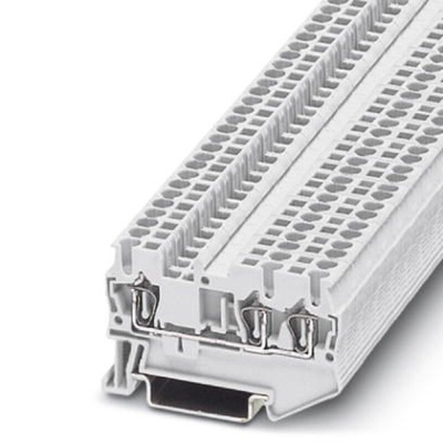 Phoenix Contact ST 2.5-TWIN WH Series White Feed Through Terminal Block, Single-Level, Spring Clamp Termination