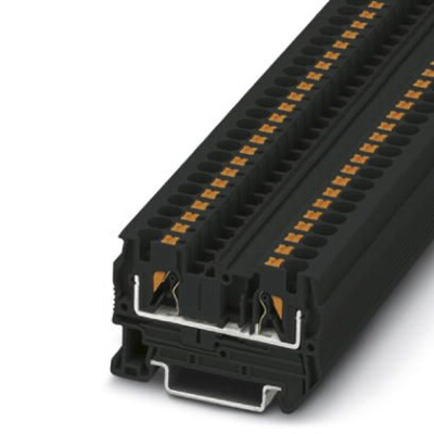 Phoenix Contact PT 4 BK Series Black Feed Through Terminal Block, Single-Level, Push In Termination
