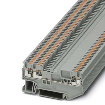 Phoenix Contact PT 1.5/S-TWIN-MTD Series Grey DIN Rail Terminal Block, Push In Termination