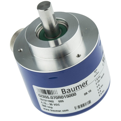 Baumer GI355 Series Optical Incremental Encoder, 500 ppr, HTL/Push Pull Signal, Solid Type, 10mm Shaft