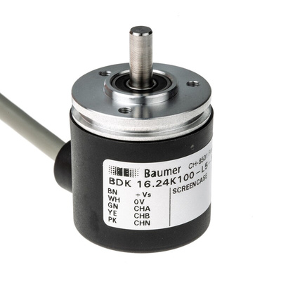 Baumer BDK Series Optical Incremental Encoder, 100 ppr, HTL/Push Pull Signal, Solid Type, 5mm Shaft
