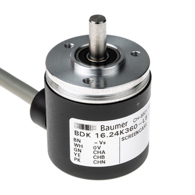 Baumer BDK Series Optical Incremental Encoder, 360 ppr, HTL/Push Pull Signal, Solid Type, 5mm Shaft