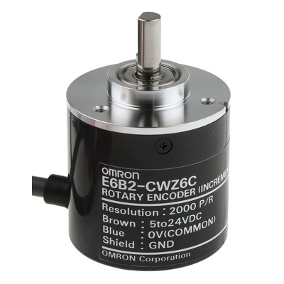Omron E6B2 Series Incremental Incremental Encoder, 2000 ppr, NPN Open Collector Signal, Solid Type, 6mm Shaft