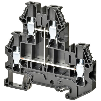 Omron XW5T Series Black DIN Rail Terminal Block, 4mm², Double-Level, Screw Termination