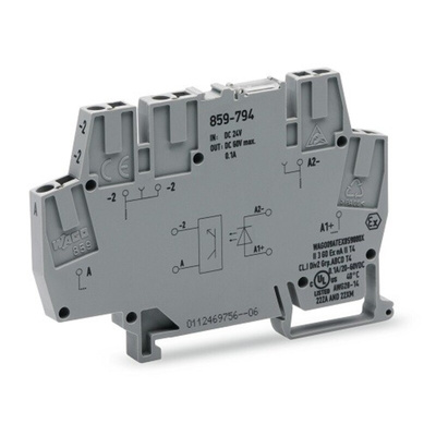 Wago 859 Series Grey Optocoupler Terminal Block, 2.5mm², Clamp Termination