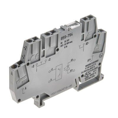 Wago 859 Series Grey Optocoupler Terminal Block, 2.5mm², Clamp Termination