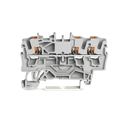 Wago TOPJOB S, 2202 Series Grey Feed Through Terminal Block, 2.5mm², Single-Level, Push-In Cage Clamp Termination,