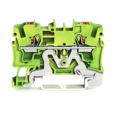 Wago TOPJOB S, 2204 Series Green/Yellow Earth Terminal Block, 4mm², Single-Level, Push-In Cage Clamp Termination, ATEX,
