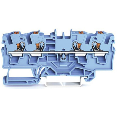 Wago TOPJOB S, 2204 Series Blue Feed Through Terminal Block, 4mm², Single-Level, Push-In Cage Clamp Termination, ATEX,
