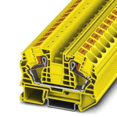 Phoenix Contact PT 16 Series Yellow Feed Through Terminal Block, 0.5 → 25mm², Push In Termination, ATEX, IECEx