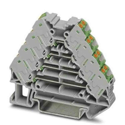 Phoenix Contact PTRV Series Grey Non-Fused DIN Rail Terminal, 0.14 → 2.5mm², Push In Termination