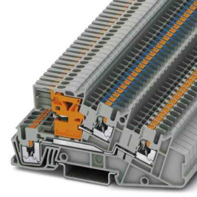 Phoenix Contact Grey DIN Rail Terminal Block, 0.14 → 4mm², Push In Termination