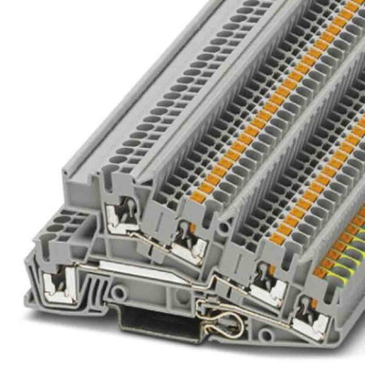 Phoenix Contact Grey DIN Rail Terminal Block, 0.14 → 4mm², Push In Termination
