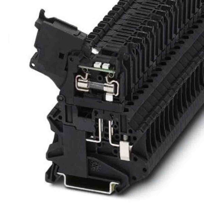 Phoenix Contact UT Series Black Fused DIN Rail Terminal, Single-Level, Fused