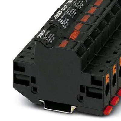 Phoenix Contact PT 10 Series Black Fused DIN Rail Terminal, 10mm², Single-Level