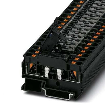 Phoenix Contact PTC 4 Series Black Fused DIN Rail Terminal, 6mm², Single-Level