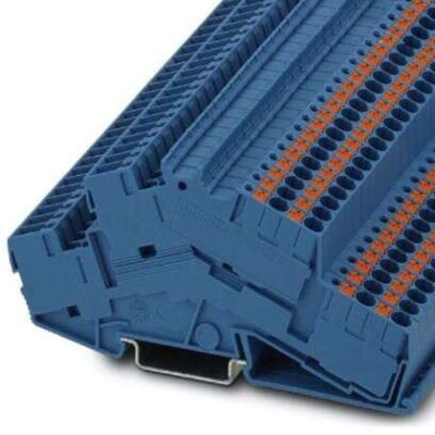 Phoenix Contact PTTBS 2.5-TWIN/2P BU Series Blue Double Level Terminal Block, 0.14 → 4mm², Push In Termination