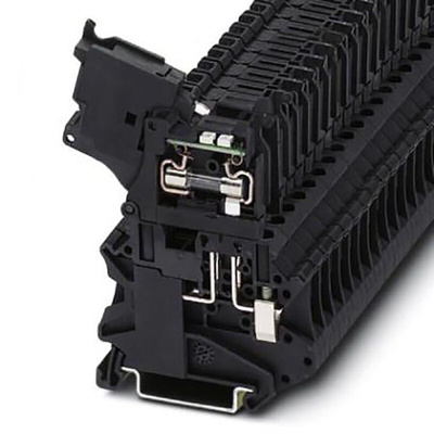 Phoenix Contact  UT 4 - HESILED Series Black Fused DIN Rail Terminal, 4mm², Single-Level