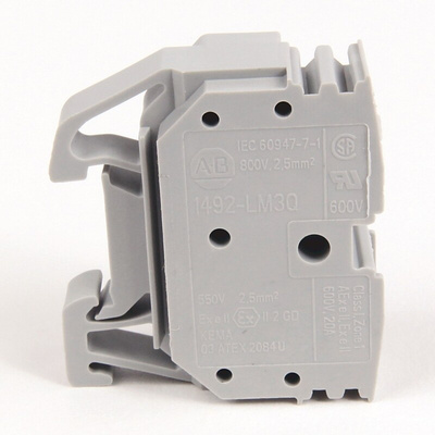 Rockwell Automation 1492 Series Grey DIN Rail Terminal Block, 2.5mm², Spring Clamp Termination