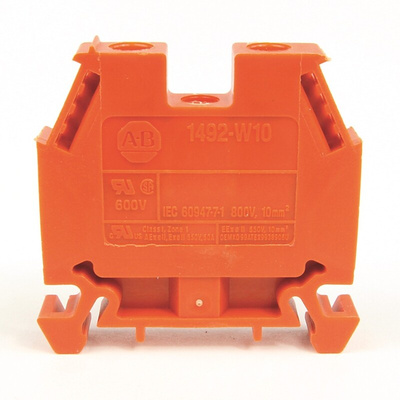 Rockwell Automation 1492-W Series Orange Feed Through Terminal Block, Screw Termination