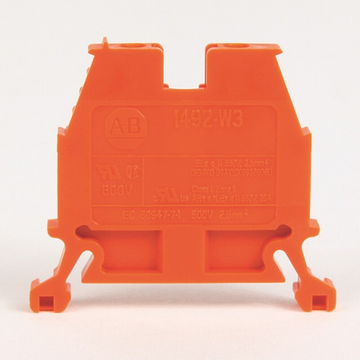 Rockwell Automation 1492-W Series Orange Feed Through Terminal Block, Screw Termination