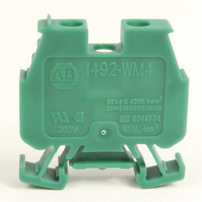 Rockwell Automation 1492-W Series Green Feed Through Terminal Block, Screw Termination