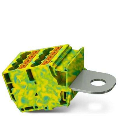 Phoenix Contact AGK PT Series Green/Yellow DIN Rail Terminal Block, 10mm², Single-Level, Screw Termination