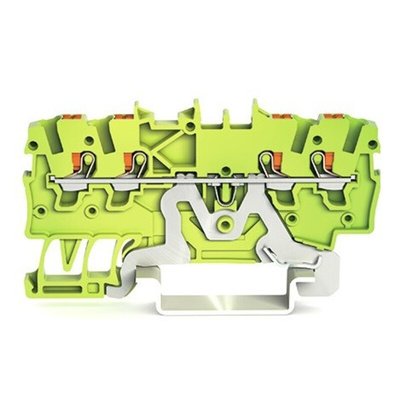 Wago TOPJOB S, 2200 Series Green/Yellow Earth Terminal Block, 1mm², Single-Level, Push-In Cage Clamp Termination, ATEX,