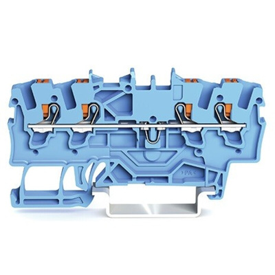 Wago TOPJOB S, 2201 Series Blue Feed Through Terminal Block, 1.5mm², Single-Level, Push-In Cage Clamp Termination,
