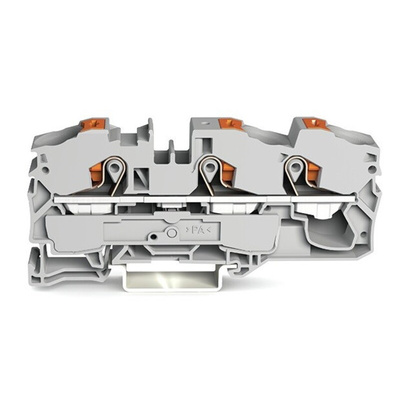 Wago TOPJOB S, 2216 Series Grey Feed Through Terminal Block, 16mm², Single-Level, Push-In Cage Clamp Termination, ATEX,