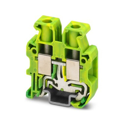 Phoenix Contact Green, Yellow Earth Terminal Block, 2-Level, Screw Termination