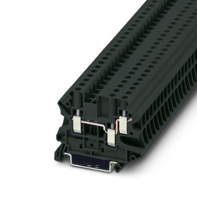 Phoenix Contact UT 4-TWIN BK Series Black Feed Through Terminal Block, 4mm², 1-Level, Screw Termination