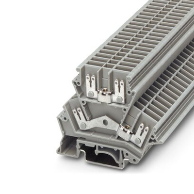 Phoenix Contact UKK 4-FS/FS Series Grey Feed Through Terminal Block, 4mm², 2-Level, Spade Termination