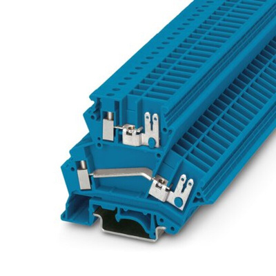 Phoenix Contact UKK 4-FS BU Series Blue Feed Through Terminal Block, 4mm², 1-Level, Screw Termination