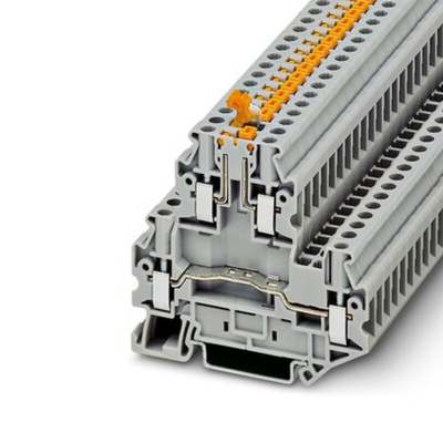 Phoenix Contact UTTB 4-MT Series Grey Knife Disconnect Terminal Block, 4mm², 1-Level, Screw Termination