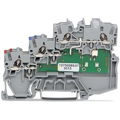 Wago TOPJOB S Series Grey DIN Rail Terminal Block, 1mm², 3-Level, Push-In Cage Clamp Termination