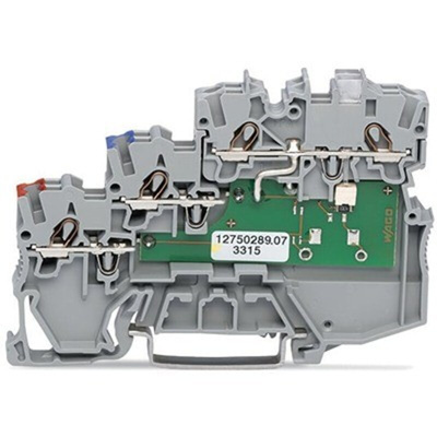 Wago TOPJOB S Series Grey DIN Rail Terminal Block, 1mm², 3-Level, Push-In Cage Clamp Termination
