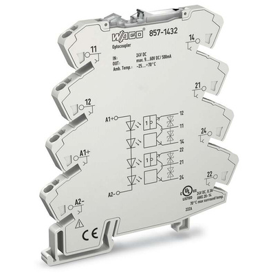 Wago 857 Series Grey Optocoupler Terminal Block, 2.5mm², Cage Clamp Termination