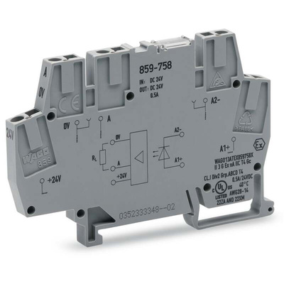 Wago 859 Series Grey Optocoupler Terminal Block, 2.5mm², Cage Clamp Termination