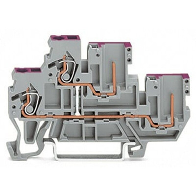 Wago 870 Series Grey Carrier Terminal Block, 2.5mm², 2-Level, Cage Clamp Termination