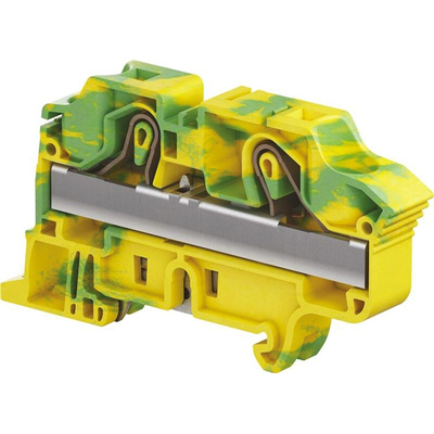 Entrelec ZK16 Series Green/Yellow Standard Din Rail Terminal, 16mm², Single-Level, Spring Clamp Termination