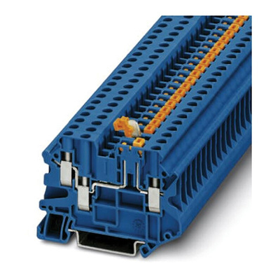 Phoenix Contact UT 4-TWIN-MT P/P BU Series Blue Knife Disconnect Terminal Block, Single-Level, Screw Termination