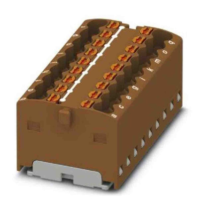 Phoenix Contact Distribution Block, 18 Way, 2.5mm², 17.5A, 450 V, Brown