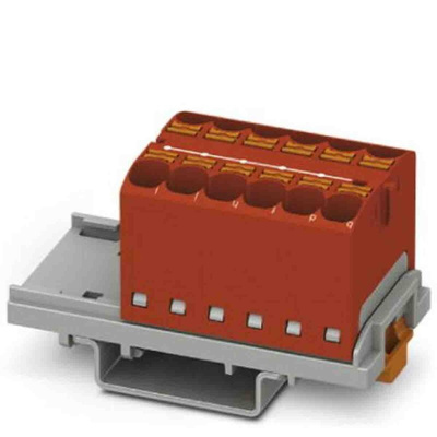 Phoenix Contact Distribution Block, 12 Way, 0.2 → 6mm², 32A, 800 V, Red