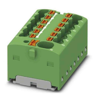 Phoenix Contact Distribution Block, 13 Way, 2.5mm², 17.5A, 450 V, Green