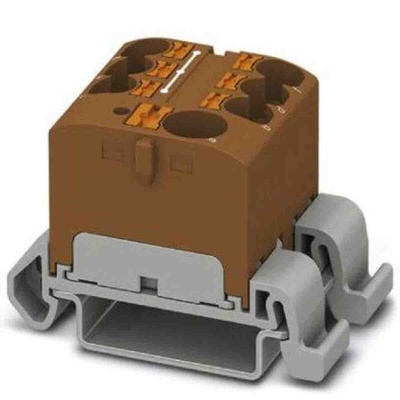 Phoenix Contact Distribution Block, 7 Way, 0.2 → 6mm², 32A, 450 V, Brown